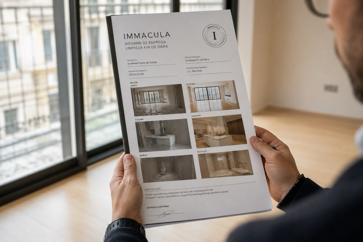 Informe de entrega de IMMACULA en manos del cliente, en la vivienda terminada