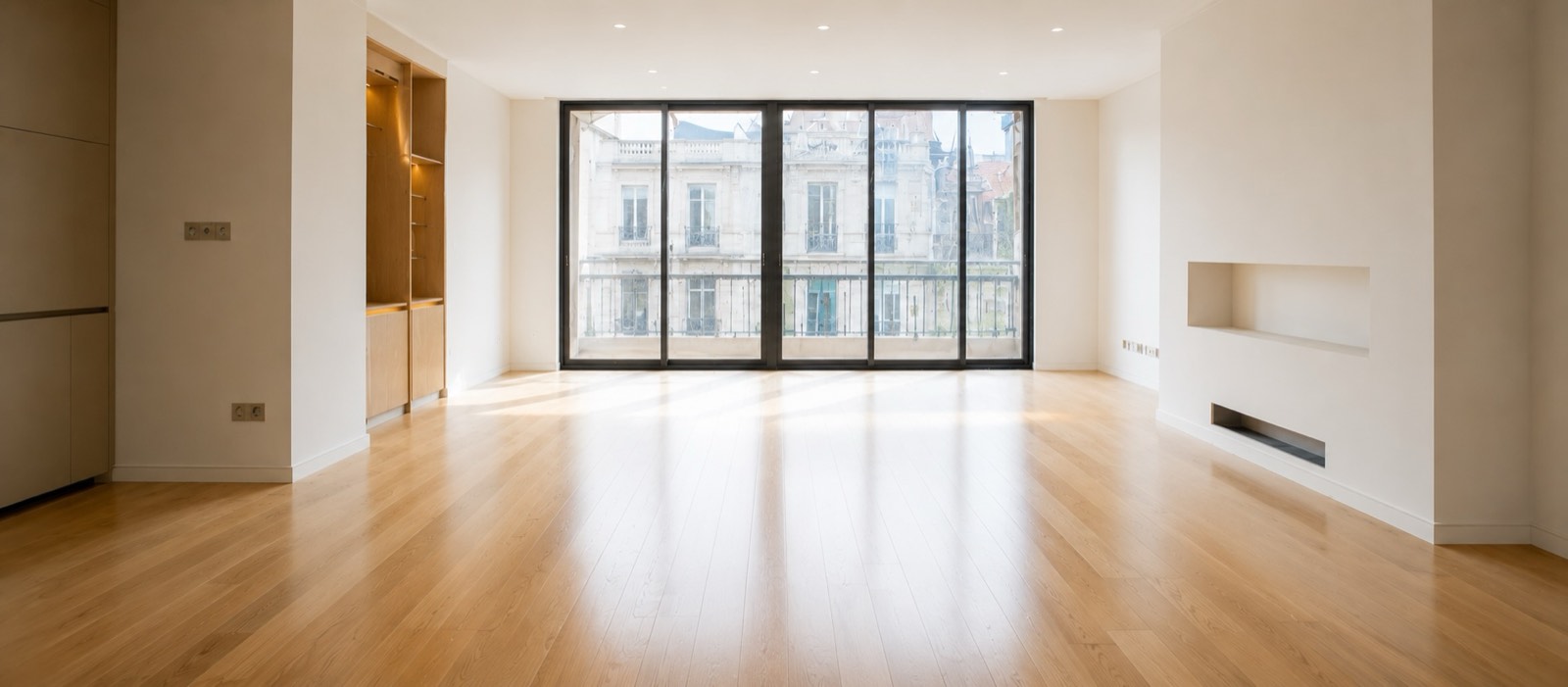 El mismo salón entregado y listo para las fotos, sin rastro de obra